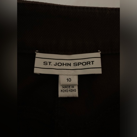 St. John Sport Womens Cotton Blend Straight Leg Pants Chocolate Brown Size 10 - Picture 4 of 10